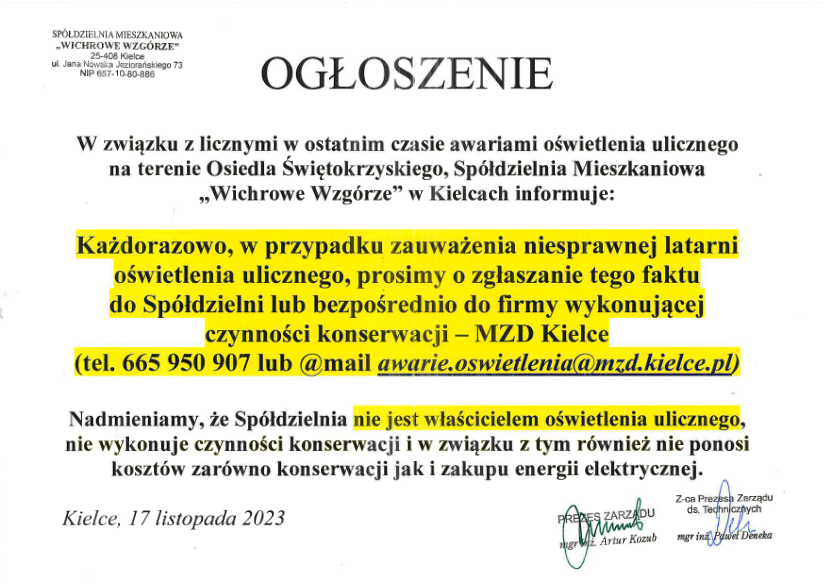 ogoszenie latarnie