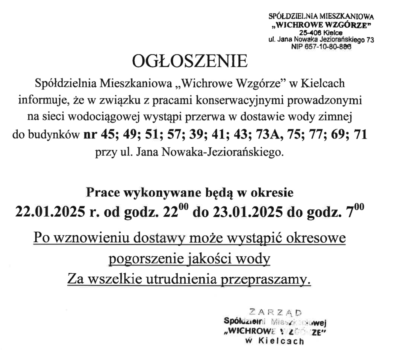 Ogoszenie woda